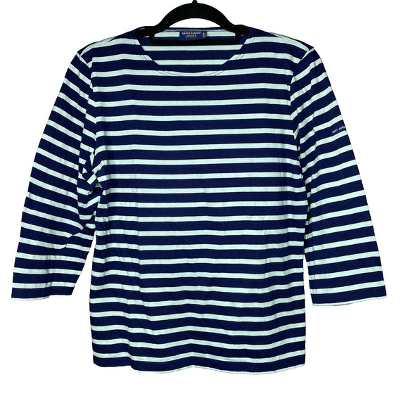 Saint James L'atelier Top Women's US 10 Striped France Designer Modern 3/4 Slv - Picture 1 of 7
